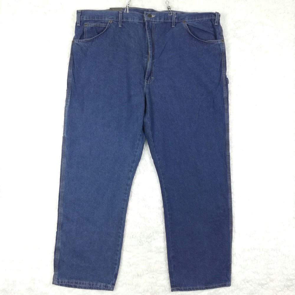 Dickies Mens Jeans Carpenter Blue Denim Relaxed Fit Indigo Wash 46x32 New